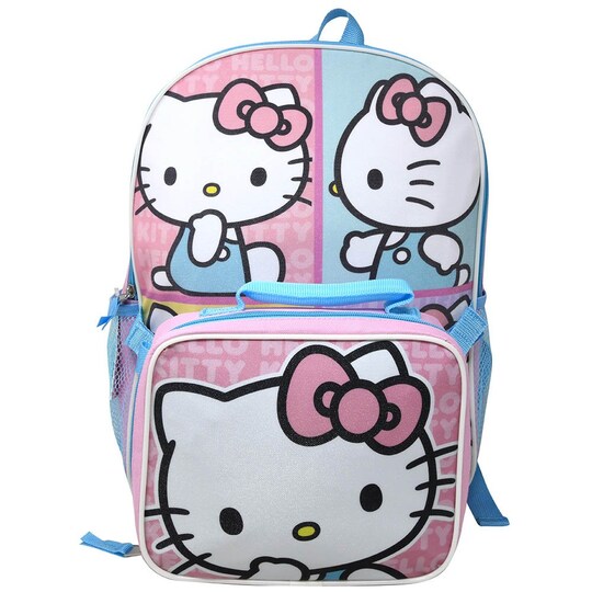 box lunch hello kitty backpack and Bag Set for School Girls Bundle + More | Insulated Lunch Bag & 16in Large Durable Sanrio Bookbag Plus Water Bottle, Stickers, More The XL backpack has 4 exterior pockets Hello Kitty 16" Pink Backpack